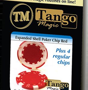Expanded Shell Poker Chip Red plus 4 Regular Chips (PK001R) by Tango magic – Trick