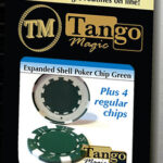 Expanded Shell Poker Chip Green plus 4 Regular Chips (PK001G)  by Tango Magic – Trick