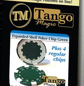 Expanded Shell Poker Chip Green plus 4 Regular Chips (PK001G)  by Tango Magic – Trick