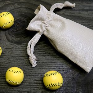 Set of 4 Leather Balls for Cups and Balls (Yellow) by Leo Smetsers – Trick
