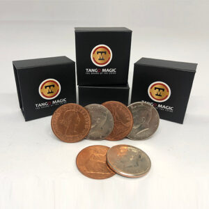 Hopping Half with Expanded Shell Coins & English Penny D0059 by Tango – Trick