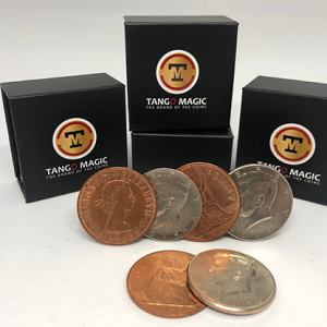 Hopping Half with Expanded Shell Coins & English Penny D0059 by Tango – Trick