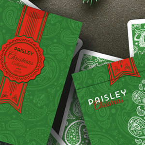 Paisley Metallic Green Christmas Playing Cards by Dutch Card House Company