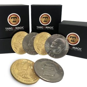 Replica Golden Morgan Hopping Half (Gimmicks and Online Instructions) by Tango Magic – Trick